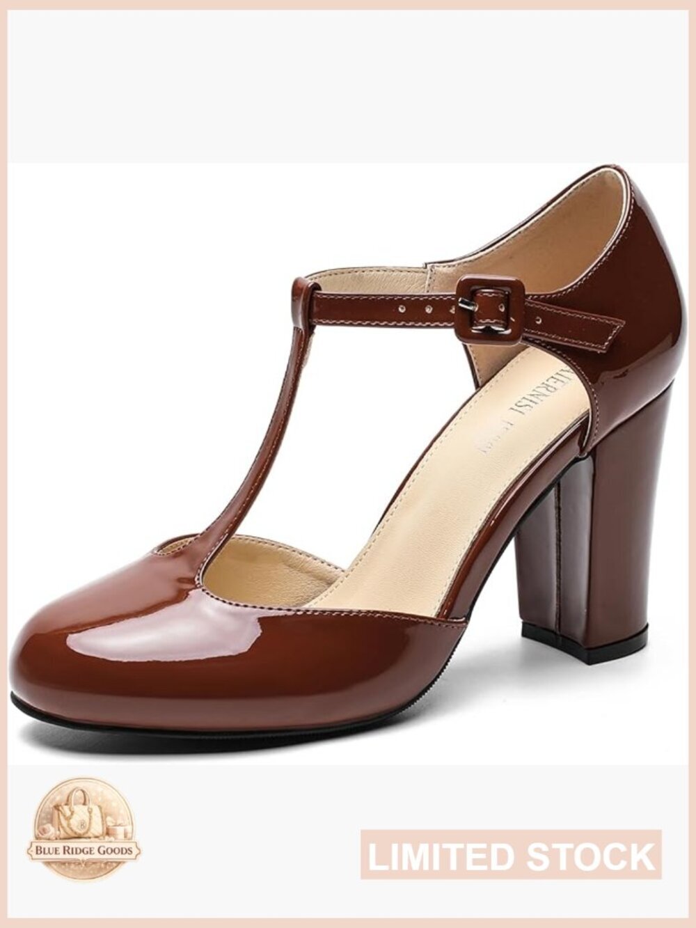 T-Strap Chunky Heel Mary Jane Pumps 3.54 Inch